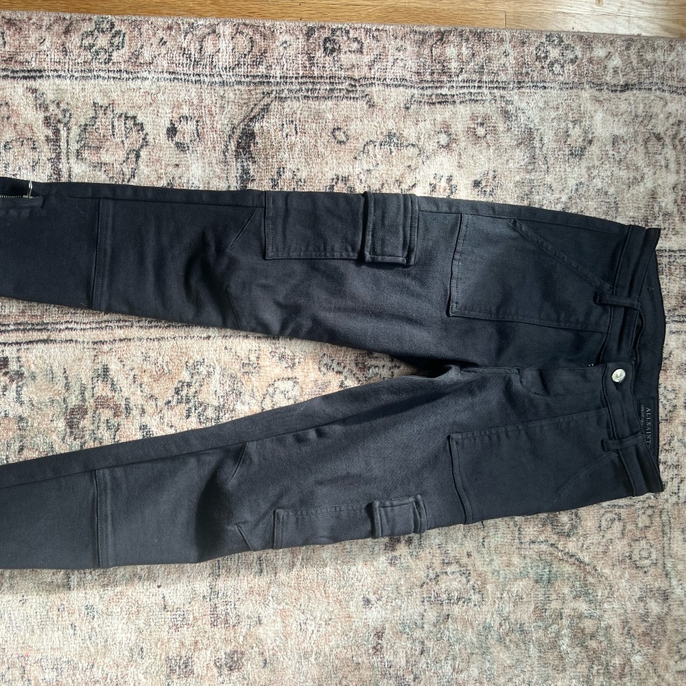 All Saints Skinny Cargo Jeans with zipper bottoms size 25 - black